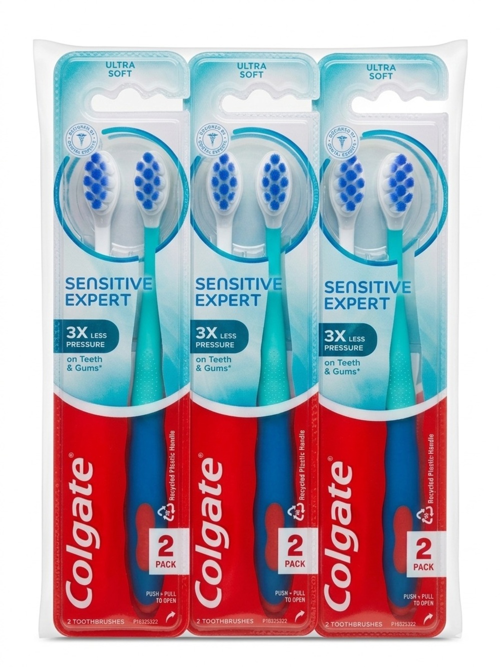 COLGATE Lot of 12 Sensitive Expert Toothbrushes 6 Packs of 2 Ultra Soft Teal